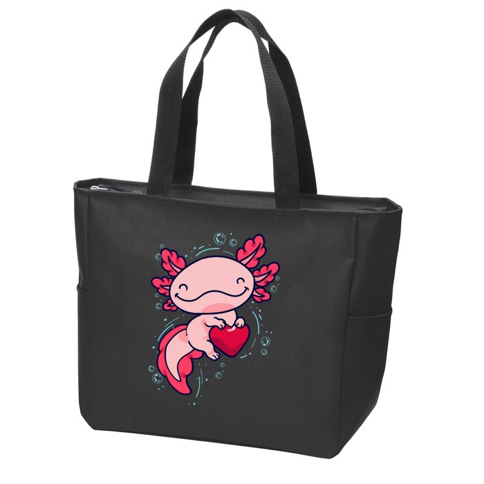 Axolotl Axolotl Cute Heart Zip Tote Bag
