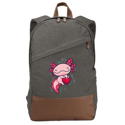 Axolotl Axolotl Cute Heart Cotton Canvas Backpack