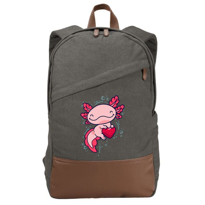 Axolotl Axolotl Cute Heart Cotton Canvas Backpack