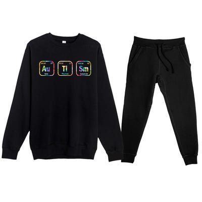 Autism Awareness Chemistry Elets Periodic Table Tie Dye Gift Premium Crewneck Sweatsuit Set