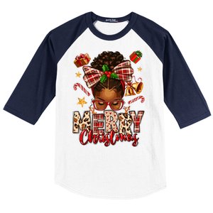 African American Christmas African Black Women Mom Xmas Baseball Sleeve Shirt