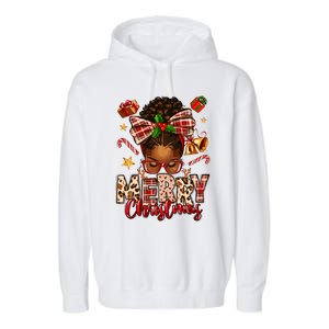 African American Christmas African Black Women Mom Xmas Garment-Dyed Fleece Hoodie