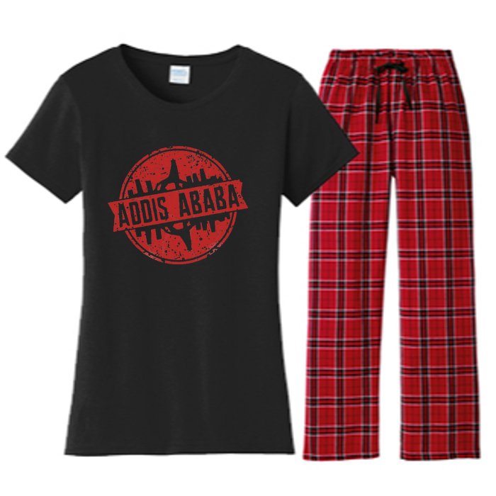 Addis Abeba City Skyline Ethiopian Capital City Women's Flannel Pajama Set