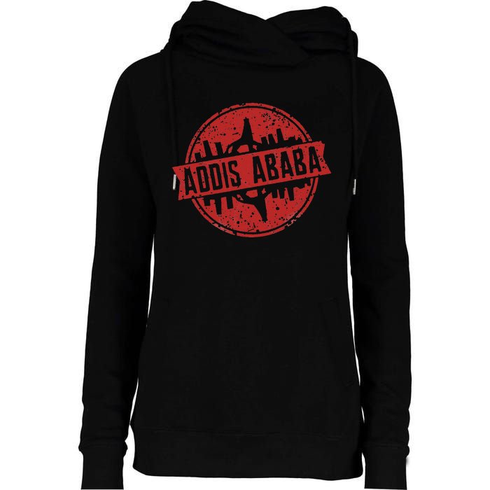 Addis Abeba City Skyline Ethiopian Capital City Womens Funnel Neck Pullover Hood