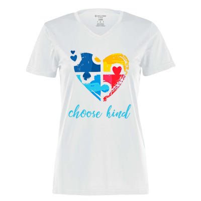 Autism Awareness Choose Kind Heart Puzzle Gift Women's Momentum V-Neck T-Shirt