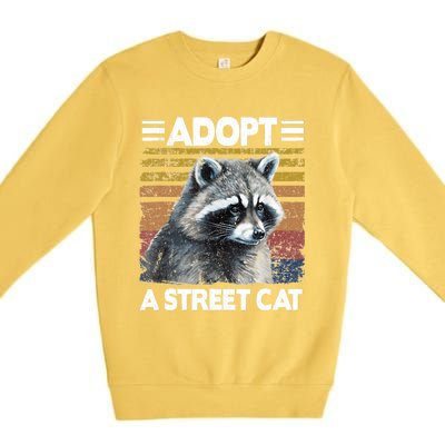 Adopt A Cat Street Watercolor Raccoon Premium Crewneck Sweatshirt