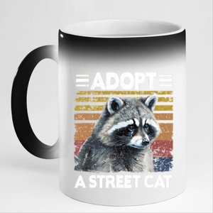 Adopt A Cat Street Watercolor Raccoon 11oz Black Color Changing Mug