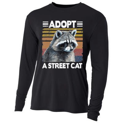 Adopt A Cat Street Watercolor Raccoon Cooling Performance Long Sleeve Crew