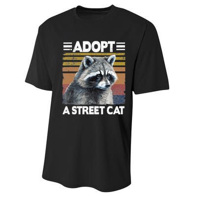 Adopt A Cat Street Watercolor Raccoon Performance Sprint T-Shirt