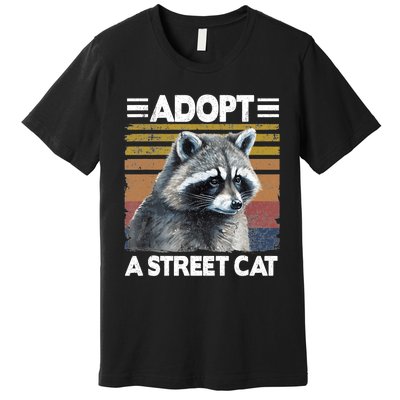 Adopt A Cat Street Watercolor Raccoon Premium T-Shirt