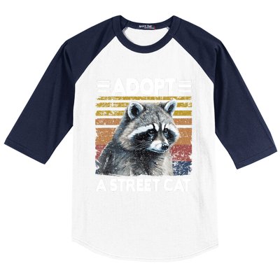 Adopt A Cat Street Watercolor Raccoon Baseball Sleeve Shirt