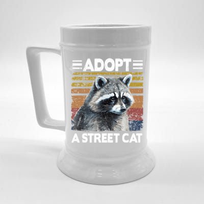 Adopt A Cat Street Watercolor Raccoon Beer Stein