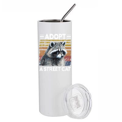 Adopt A Cat Street Watercolor Raccoon Stainless Steel Tumbler