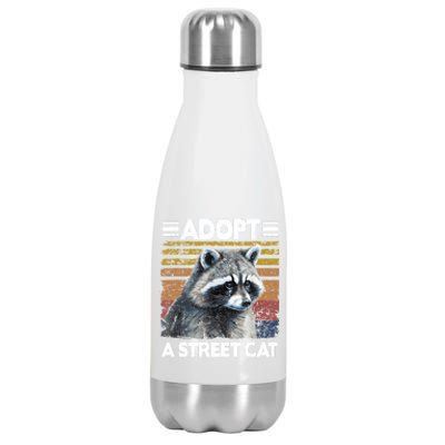 Adopt A Cat Street Watercolor Raccoon Stainless Steel Insulated Water Bottle