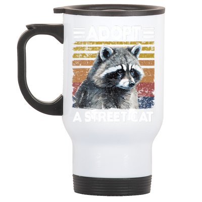 Adopt A Cat Street Watercolor Raccoon Stainless Steel Travel Mug