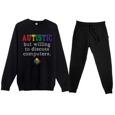 Autism Awareness Computer Engineer Autistic Awareness Meaningful Gift Premium Crewneck Sweatsuit Set