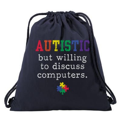 Autism Awareness Computer Engineer Autistic Awareness Meaningful Gift Drawstring Bag