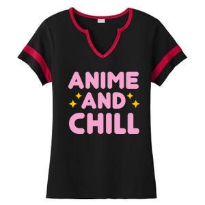 Anime And Chill Ladies Halftime Notch Neck Tee