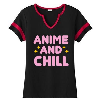 Anime And Chill Ladies Halftime Notch Neck Tee