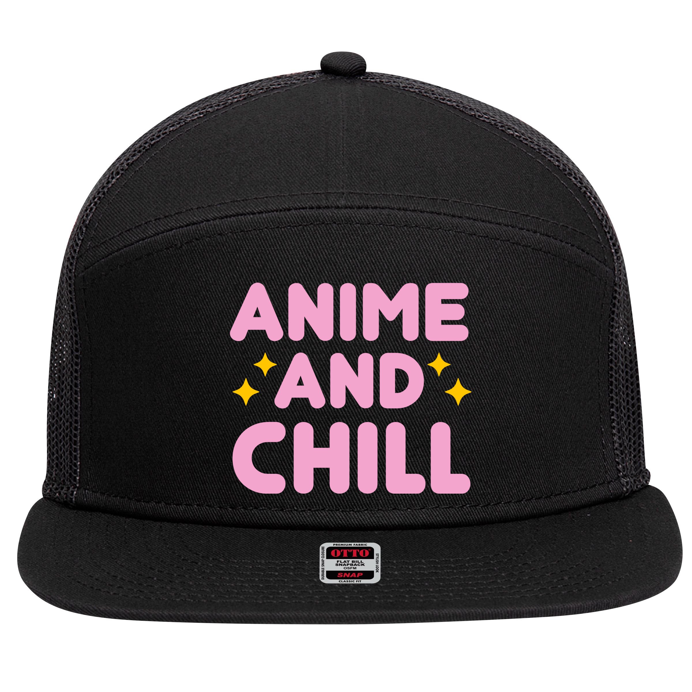 Anime And Chill 7 Panel Mesh Trucker Snapback Hat