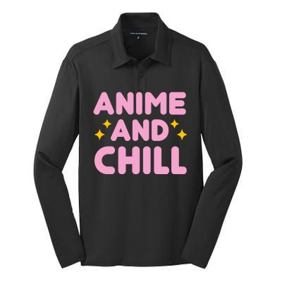 Anime And Chill Silk Touch Performance Long Sleeve Polo