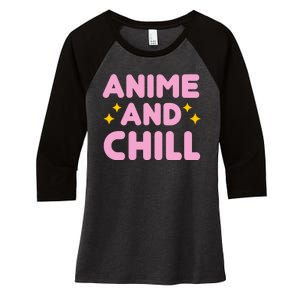 Anime And Chill Women's Tri-Blend 3/4-Sleeve Raglan Shirt