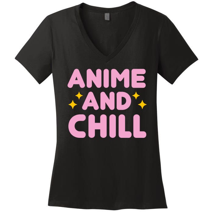 Anime And Chill Women's V-Neck T-Shirt