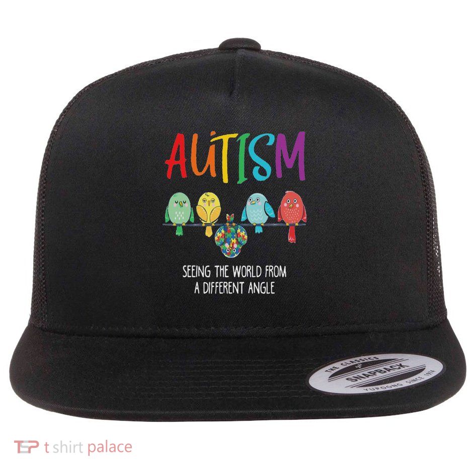Autism Awareness Cute Owl Color Puzzles Autism Flat Bill Trucker Hat