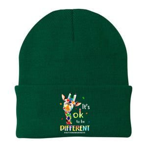 Autism Awareness Cute Giraffe Animal Its Ok To Be Different Knit Cap Winter Beanie