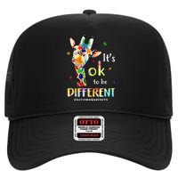 Autism Awareness Cute Giraffe Animal Its Ok To Be Different High Crown Mesh Back Trucker Hat