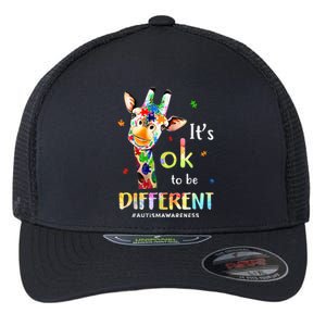 Autism Awareness Cute Giraffe Animal Its Ok To Be Different Flexfit Unipanel Trucker Cap