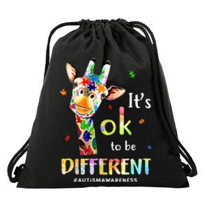 Autism Awareness Cute Giraffe Animal Its Ok To Be Different Drawstring Bag