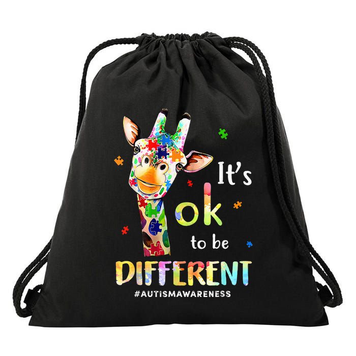 Autism Awareness Cute Giraffe Animal Its Ok To Be Different Drawstring Bag