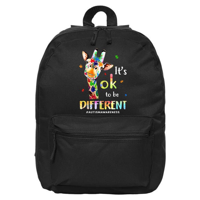 Autism Awareness Cute Giraffe Animal Its Ok To Be Different 16 in Basic Backpack