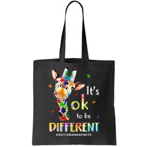 Autism Awareness Cute Giraffe Animal Its Ok To Be Different Tote Bag