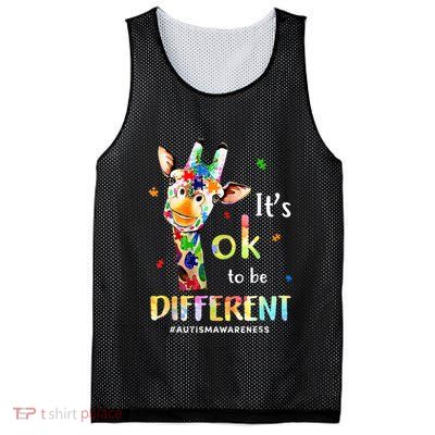 Autism Awareness Cute Giraffe Animal Its Ok To Be Different Mesh Reversible Basketball Jersey Tank