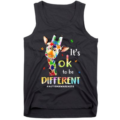 Autism Awareness Cute Giraffe Animal Its Ok To Be Different Tank Top