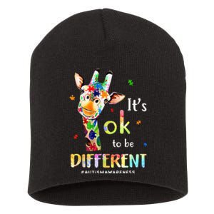 Autism Awareness Cute Giraffe Animal Its Ok To Be Different Short Acrylic Beanie