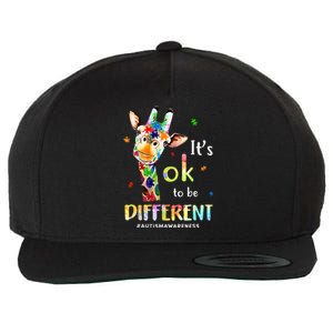 Autism Awareness Cute Giraffe Animal Its Ok To Be Different Wool Snapback Cap