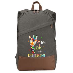 Autism Awareness Cute Giraffe Animal Its Ok To Be Different Cotton Canvas Backpack