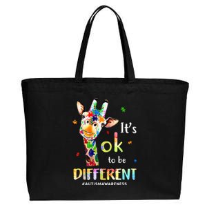 Autism Awareness Cute Giraffe Animal Its Ok To Be Different Cotton Canvas Jumbo Tote