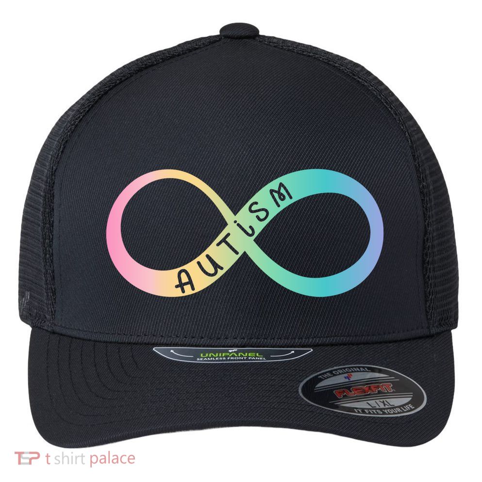 Autism Awareness Colorful Neurodiversity Symbol Flexfit Unipanel Trucker Cap