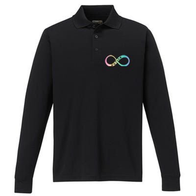 Autism Awareness Colorful Neurodiversity Symbol Performance Long Sleeve Polo