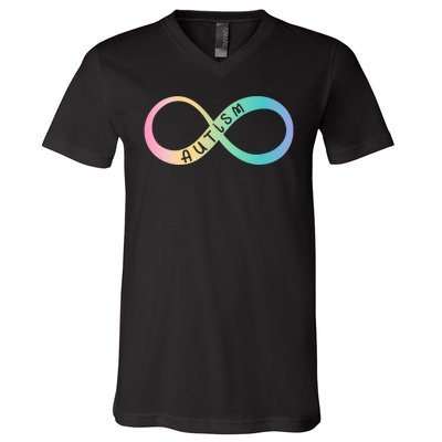 Autism Awareness Colorful Neurodiversity Symbol V-Neck T-Shirt