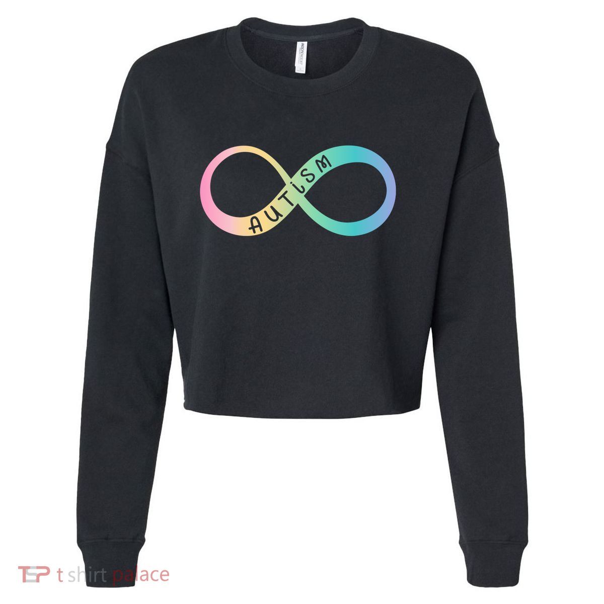Autism Awareness Colorful Neurodiversity Symbol Cropped Pullover Crew