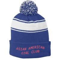 Asian American Club Gift Stripe Pom Pom Beanie