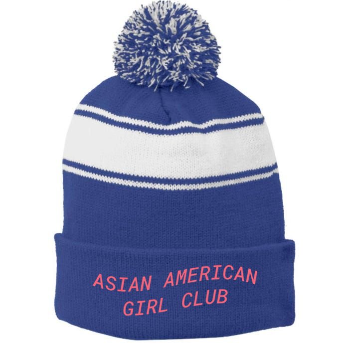 Asian American Club Gift Stripe Pom Pom Beanie