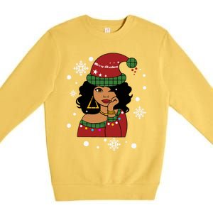 African American Christmas Santa Claus Gift Premium Crewneck Sweatshirt