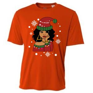 African American Christmas Santa Claus Gift Cooling Performance Crew T-Shirt