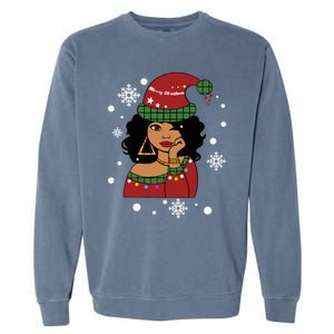 African American Christmas Santa Claus Gift Garment-Dyed Sweatshirt